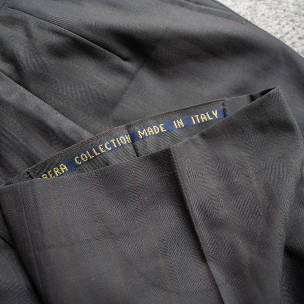 1990s Japan vintage dark green stripe double breasted set up