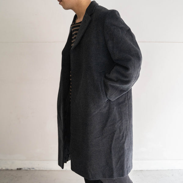 1970-80s Japan vintage dark gray wool set in sleeve coat