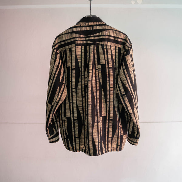 1990s black × beige all over pattern l/s shirt