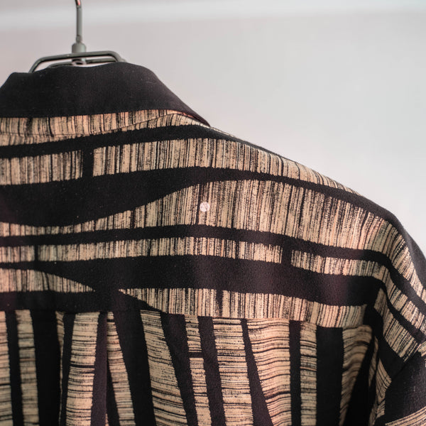 1990s black × beige all over pattern l/s shirt