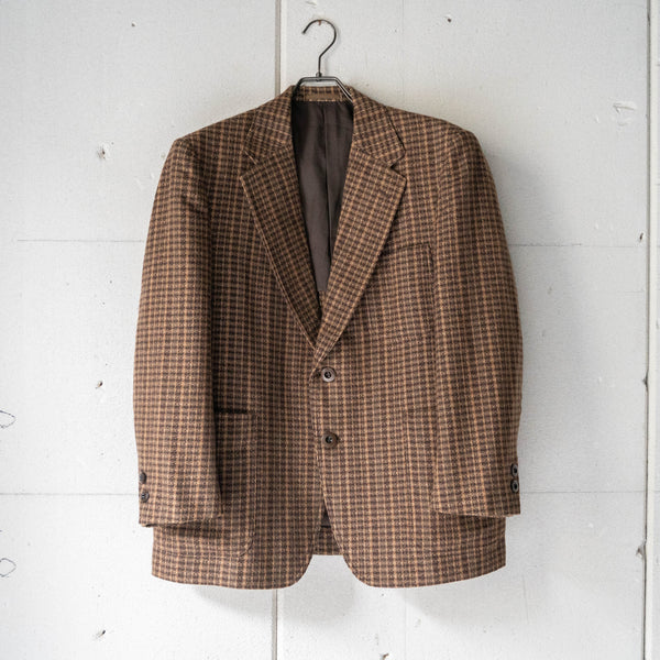 1980-90s Japan vintage brown check wool tailored jacket