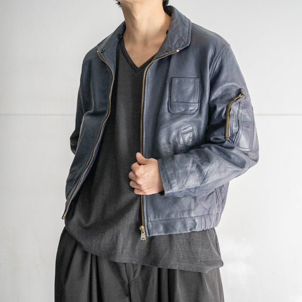 1970-80s French military pilot leather jacket -government supply-