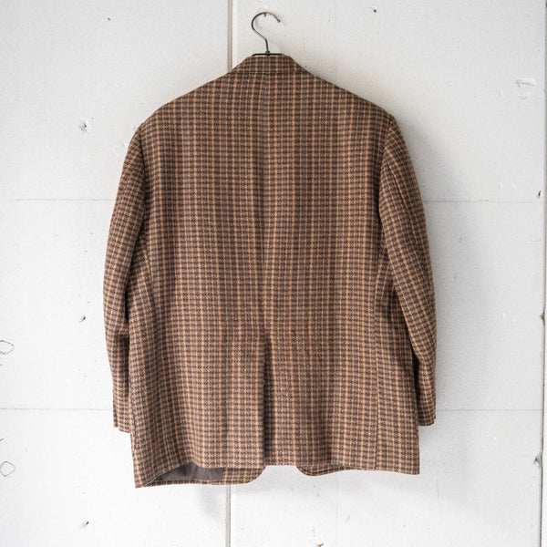 1980-90s Japan vintage brown check wool tailored jacket