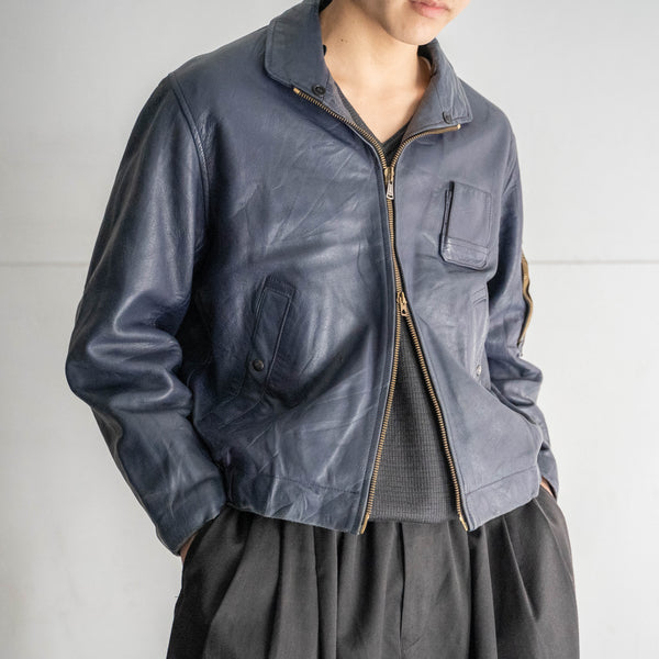 1970-80s French military pilot leather jacket -government supply-