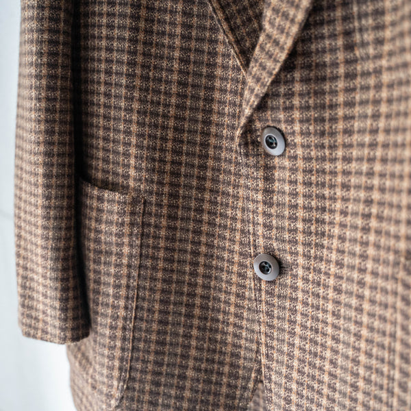 1980-90s Japan vintage brown check wool tailored jacket