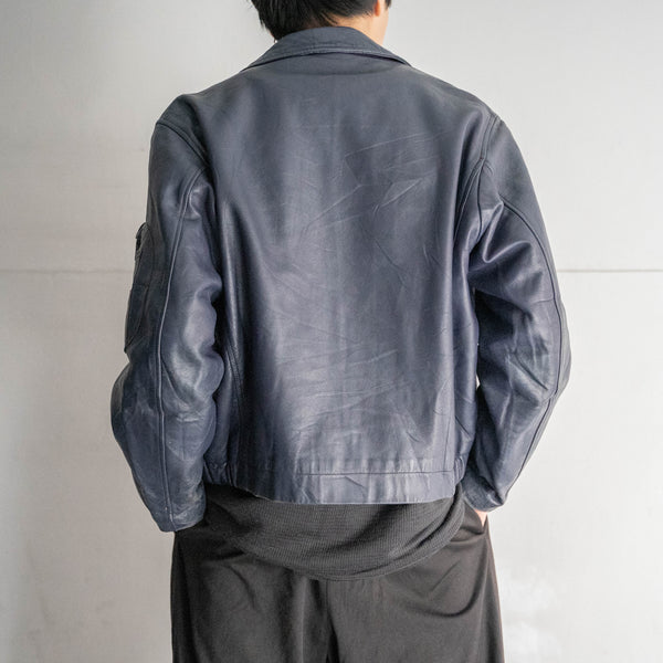 1970-80s French military pilot leather jacket -government supply-