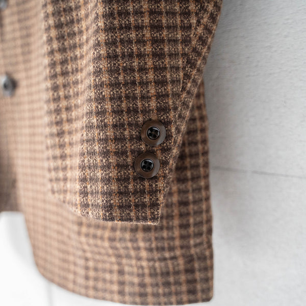 1980-90s Japan vintage brown check wool tailored jacket