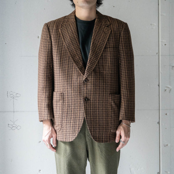 1980-90s Japan vintage brown check wool tailored jacket