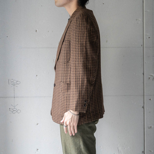 1980-90s Japan vintage brown check wool tailored jacket