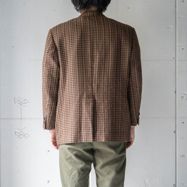 1980-90s Japan vintage brown check wool tailored jacket