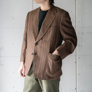 1980-90s Japan vintage brown check wool tailored jacket