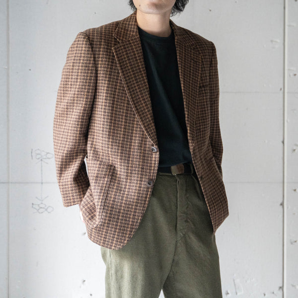 1980-90s Japan vintage brown check wool tailored jacket