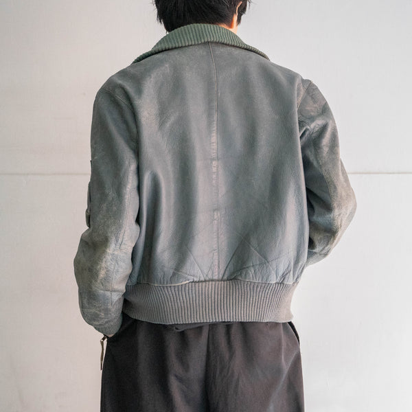 1980-00s German military pilot leather jacket -civilian type-