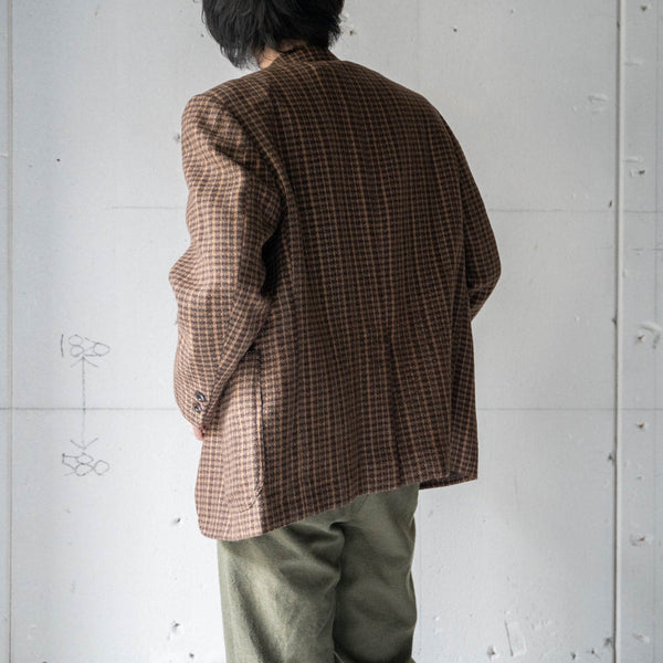 1980-90s Japan vintage brown check wool tailored jacket