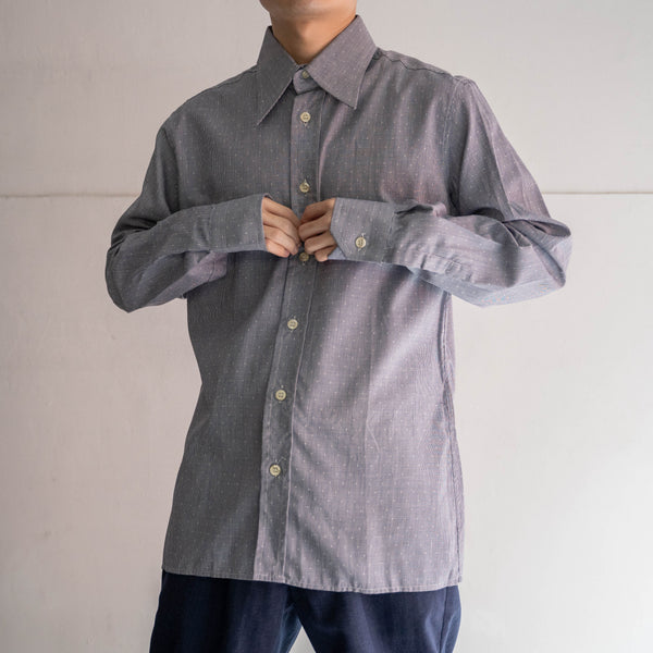 1970-80s houndstooth × dot l/s shirt