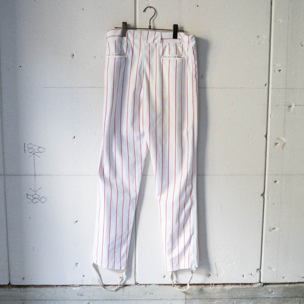 around 1980s white × red stripe baseball uniform pants