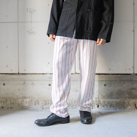 around 1980s white × red stripe baseball uniform pants