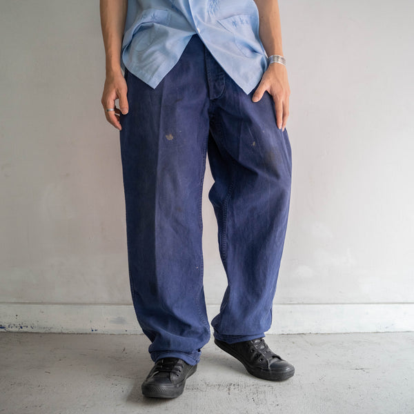 1950s France blue cotton twill work pants -good dirt-