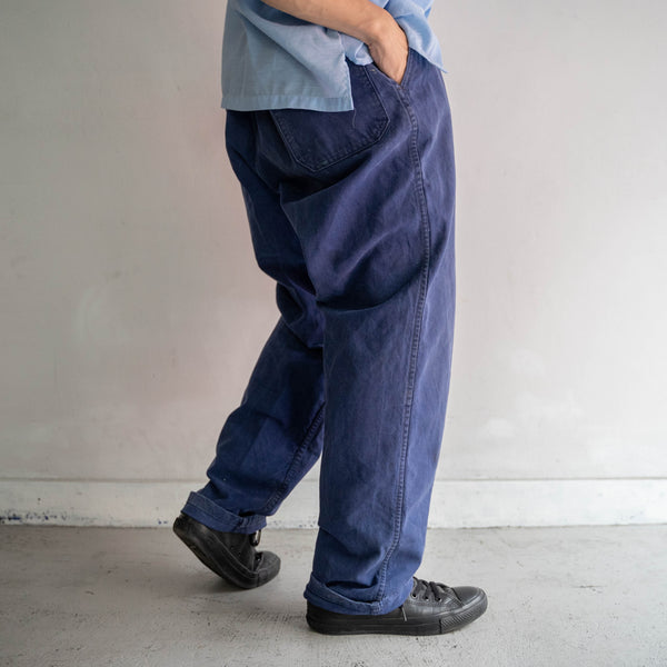 1950s France blue cotton twill work pants -good dirt-