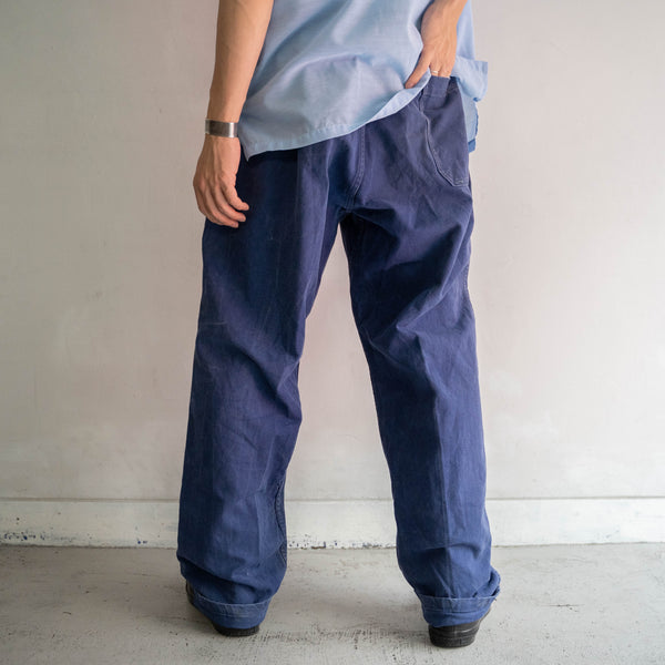 1950s France blue cotton twill work pants -good dirt-