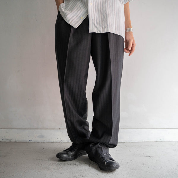 2000s Japan vintage gray stripe summer wool slacks