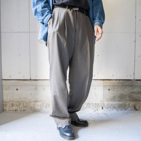 1990s Japan vintage brown color wool two tuck slacks