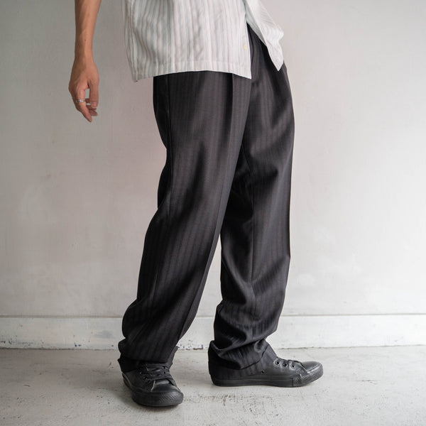 2000s Japan vintage gray stripe summer wool slacks
