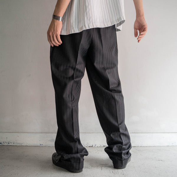 2000s Japan vintage gray stripe summer wool slacks