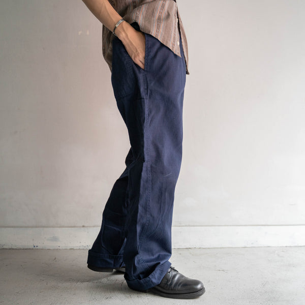 1970-80s Europe navy HBT work pants with cinch back