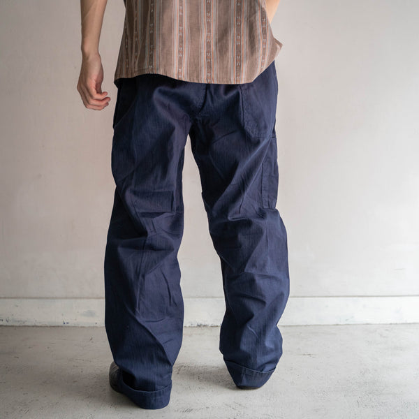 1970-80s Europe navy HBT work pants with cinch back