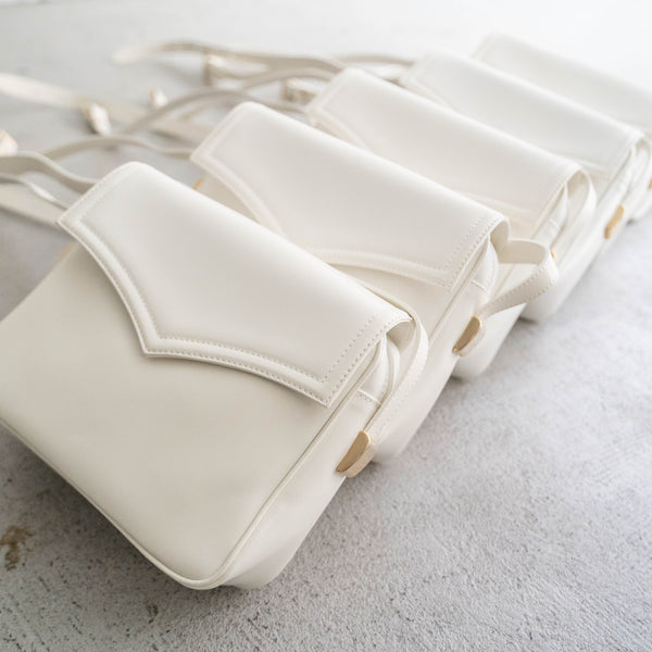 2000s Italian military white color leather shoulder bag 'dead stock'