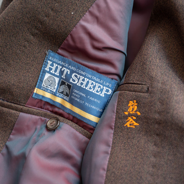 1980s Japan vintage brown weavy tailored jacket