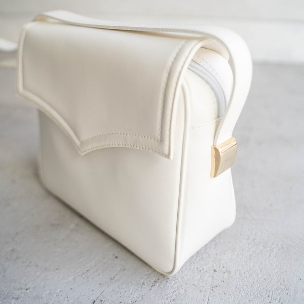 2000s Italian military white color leather shoulder bag 'dead stock'