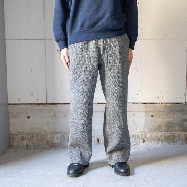 1990s Japan vintage black × white chevron pattern wool slacks