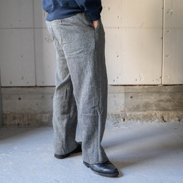 1990s Japan vintage black × white chevron pattern wool slacks