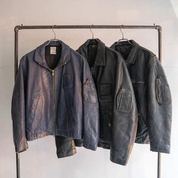 1970-80s French military pilot leather jacket -government supply-