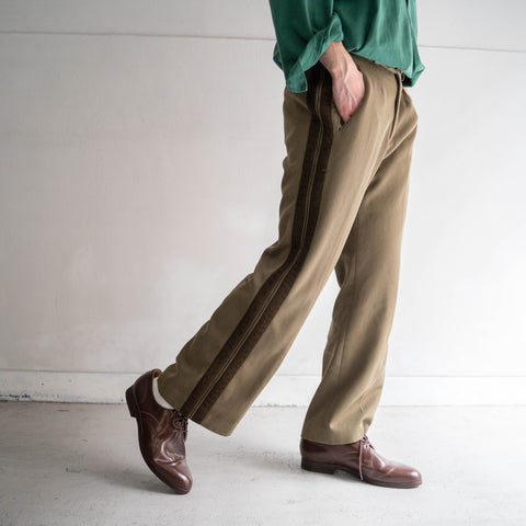 1970s French military beige color side line ceremony pants　