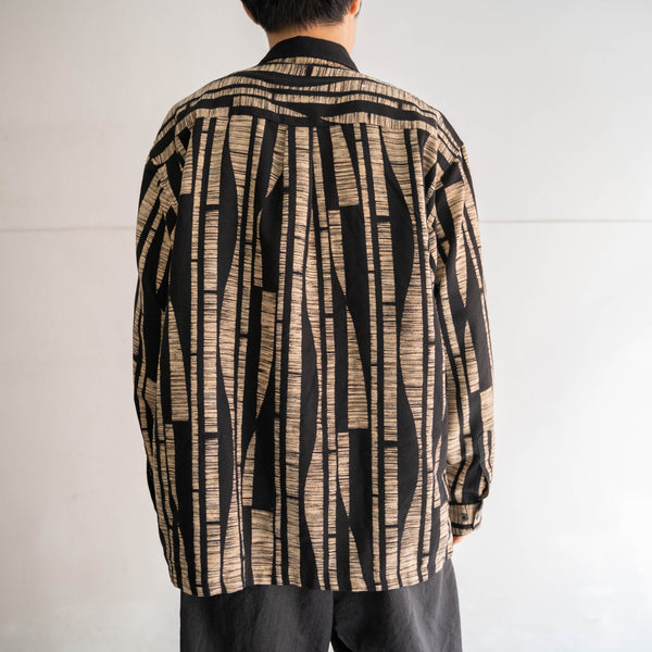 1990s black × beige all over pattern l/s shirt