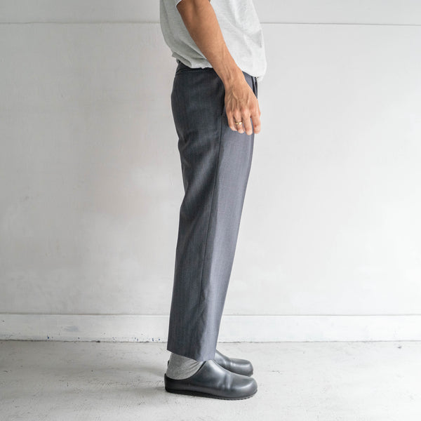 1960-70s Japan vintage gray base purple line wool slacks -dead stock-