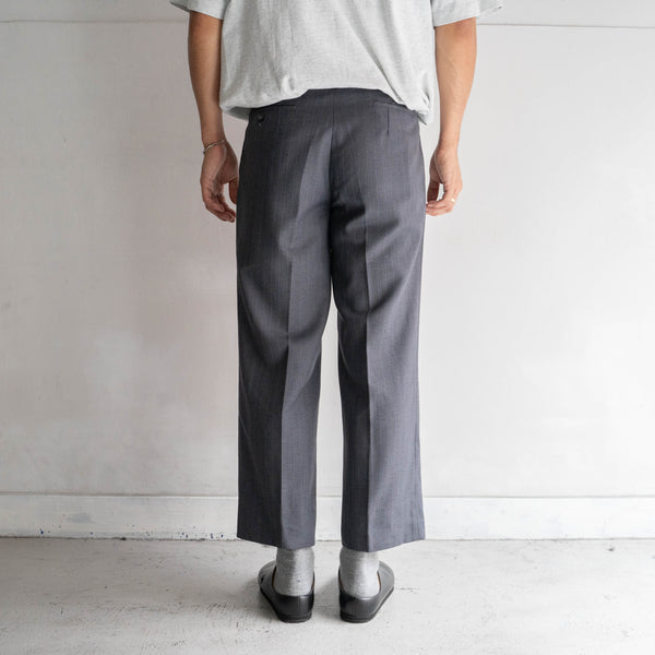 1960-70s Japan vintage gray base purple line wool slacks -dead stock-