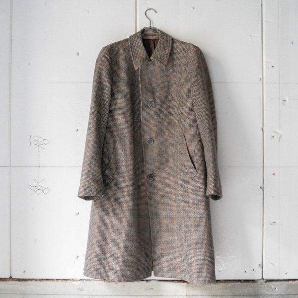 1980s Europe brown base check × houndstooth wool coat