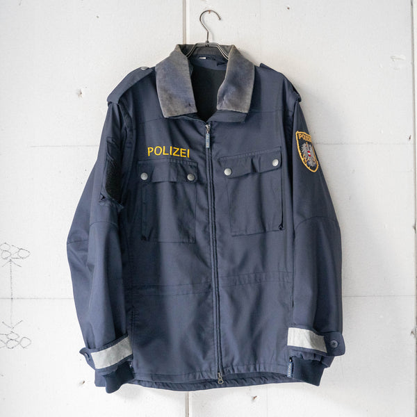 2000s Germany police navy color detachable jacket -with corduroy collar-