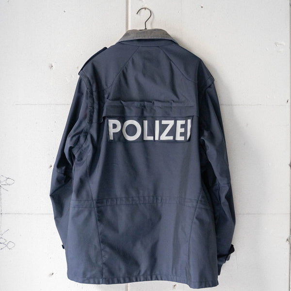 2000s Germany police navy color detachable jacket -with corduroy collar-