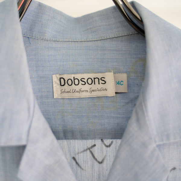 2000s blue chambray s/s shirt -hand painted-