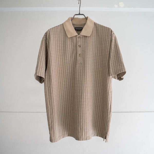 2000s light brown checked s/s polo shirt