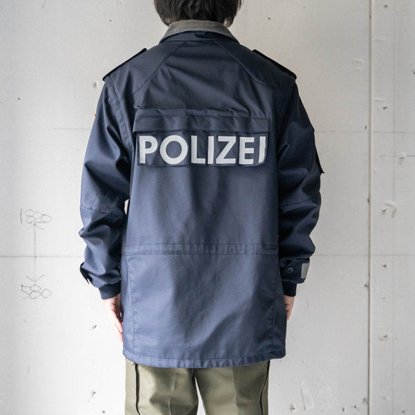 2000s Germany police navy color detachable jacket -with corduroy collar-