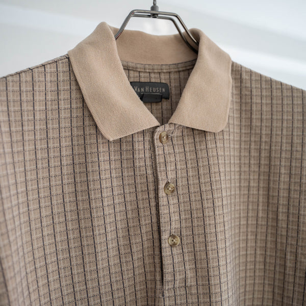 2000s light brown checked s/s polo shirt