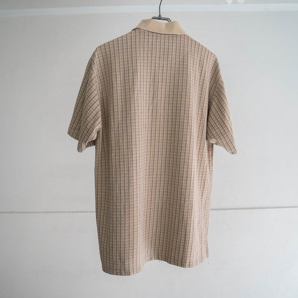 2000s light brown checked s/s polo shirt