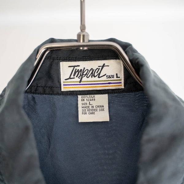 1990s blue × black silk 100 s/s shirt