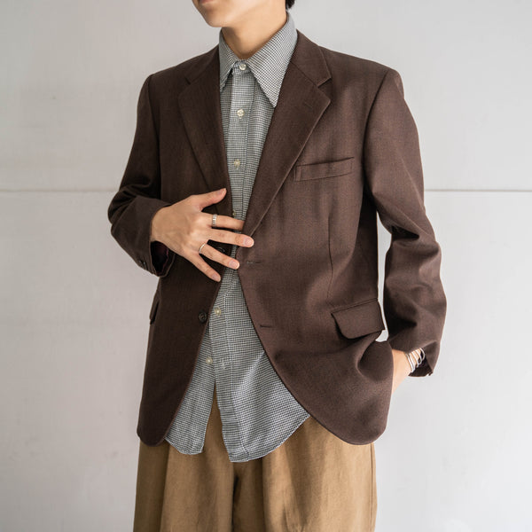 1980s Japan vintage brown weavy tailored jacket
